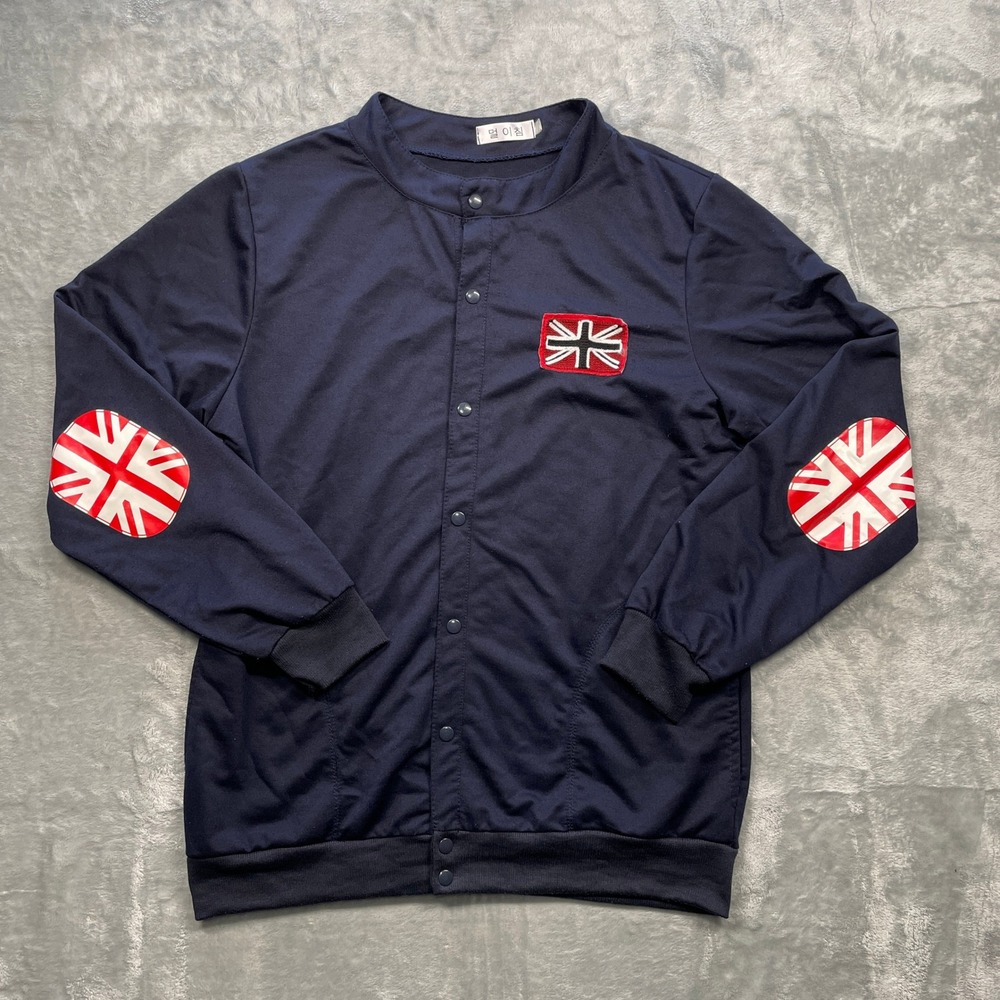 Mens Union Jack Embroidered Patch Jacket Korean Style Casual Sportswear Size S